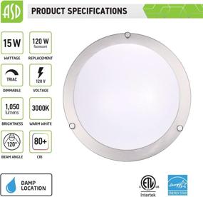 img 3 attached to 🔆 ASD 12 Inch LED Flush Mount Ceiling Light, 15W (120W Equivalent), 1050 Lm, Dimmable Close to Ceiling Light Fixture for Kitchen Hallway Laundry, Brushed Nickel, 3000K, Energy Star, ETL Certified - Pack of 4