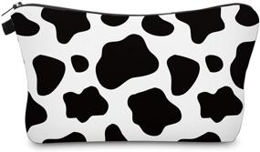 img 4 attached to 🐄 Cow Print Cute Cosmetic Bag Travel Makeup Pouch - Ideal Gift for Women