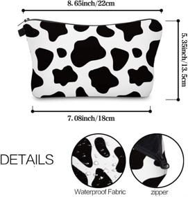 img 3 attached to 🐄 Cow Print Cute Cosmetic Bag Travel Makeup Pouch - Ideal Gift for Women