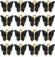 🦋 16 piece black butterfly charms acrylic pendant for diy jewelry making in necklaces, bracelets, and earrings logo