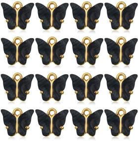 img 4 attached to 🦋 16 Piece Black Butterfly Charms Acrylic Pendant for DIY Jewelry Making in Necklaces, Bracelets, and Earrings