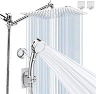 high pressure 10'' rainfall shower head with handheld, rain shower head combo set – 3 settings, extension arm, holder, and 78'' hose included (chrome) logo