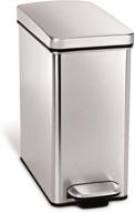 🗑️ simplehuman 2.6 gallon slim bathroom trash can, brushed stainless steel, white logo