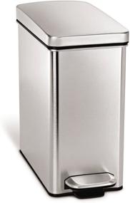 img 3 attached to 🗑️ Simplehuman 2.6 Gallon Slim Bathroom Trash Can, Brushed Stainless Steel, White