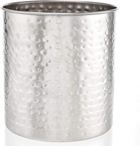 img 3 attached to 🔨 Stylish and Spacious Old Dutch Jumbo Hammered Brushed Nickel Utensil Holder - 7" Diameter