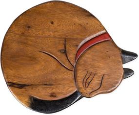 img 2 attached to 🐱 SEO-Optimized Sea Island Imports Sleepy Kitty Design Handcrafted Acacia Hardwood Decorative Stool