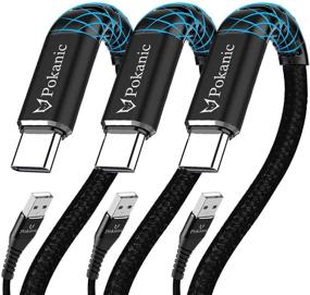 img 4 attached to Кабель Pokanic USB C Type из прочного нейлонового оплетения для быстрой зарядки USB-C на USB-A, совместимый с Apple IPad Pro, Samsung Galaxy, LG, Google Pixel, Nintendo Switch (1 фут).