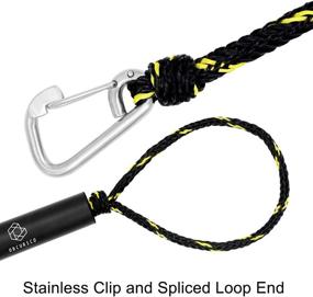 img 2 attached to 🚤 Obcursco Premium PWC Dock Lines: Heavy Duty Braided Line for Jet Ski, Watercraft, and Small Boats - Marine Rope Set of Two with Stainless Steel Clip (Black/Yellow)