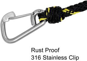 img 1 attached to 🚤 Obcursco Premium PWC Dock Lines: Heavy Duty Braided Line for Jet Ski, Watercraft, and Small Boats - Marine Rope Set of Two with Stainless Steel Clip (Black/Yellow)