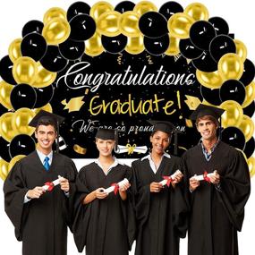 img 2 attached to 🎉 Stylish 2021 Graduation Party Decorations with Congrats Grad Backdrop, Latex Balloons, and Photo Booth Props in Black and Gold - Perfect for Home, School, Wall, Door, Yard Decorations, and Photography
