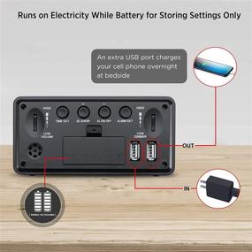 img 1 attached to ⏰ Цифровые зеркальные будильники DreamSky - улучшенный светодиодный дисплей с регулировкой яркости, USB-порт, регулировка громкости сигнала - идеально подходят для спальни, прикроватного столика или офиса (черный)