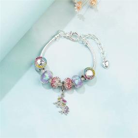 img 2 attached to 🦄 SHWIN Rainbow Unicorn Charm Bracelet: A Magical Delight for Girls and Women with Ladybug and Evil Eye Charms