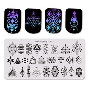 img 2 attached to BEAUTYBIGBANG Geometric Theme Nail Stamping Plate Set - Plaids & Stripes Shape Splice Nail Art Design Kit with Manicure Templates