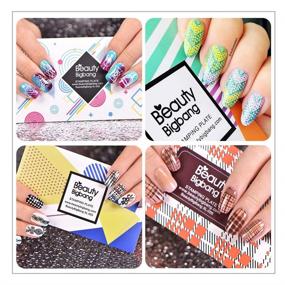 img 3 attached to BEAUTYBIGBANG Geometric Theme Nail Stamping Plate Set - Plaids & Stripes Shape Splice Nail Art Design Kit with Manicure Templates