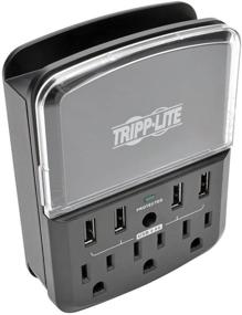 img 1 attached to Tripp Lite Portable Surge Protector Charging Station with 3 Outlets, 4 USB Ports, and $10,000 Insurance - Black (SK34USBB)