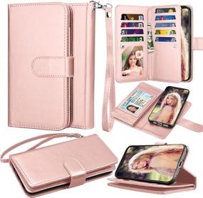 img 4 attached to 📱 Takfox iPhone 13 Pro Max Wallet Case – PU Leather Folio Flip Kickstand, Credit Card Slots, Detachable Magnetic Phone Case, Lanyard – Rose Gold, 6.7 inch