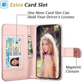 img 2 attached to 📱 Takfox iPhone 13 Pro Max Wallet Case – PU Leather Folio Flip Kickstand, Credit Card Slots, Detachable Magnetic Phone Case, Lanyard – Rose Gold, 6.7 inch