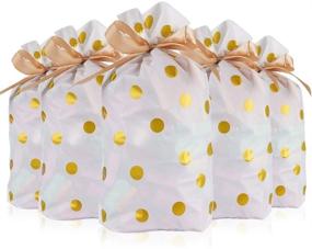 img 4 attached to 🍬 Gold Dot Candy Cookie Bags with Drawstring - 24Pcs, Perfect for Birthday Party Snacks, Wedding Gifts, and Party Favors