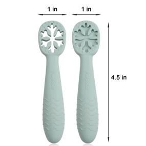 img 3 attached to 👶 PandaEar Snowflake Design Baby Spoon Set (4 Pack) - BPA Free Silicone Utensils for Self Feeding, Baby Led Weaning, Teething Friendly - Ideal for Kids & Toddlers 6 Months+ (Pink/Green)