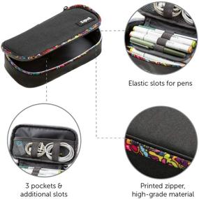 img 3 attached to Get Organized in Style: ZIPIT Jumbo Black Pencil Pouch for Adults - Spacious & Secure Pen Organizer!