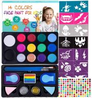 🎨 maydear kids face painting kit - 14 safe & non-toxic water-based face paint colors, 52 stencils, 160 gems, 2 hair chalks, 2 glitter logo