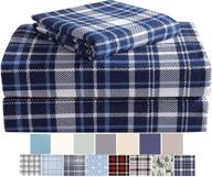 morgan home cotton turkish flannel sheets in navy plaid - 100% brushed cotton for ultimate comfort - deep pockets, warm and cozy - perfect for all seasons, queen size logo