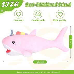 img 3 attached to CozyWorld Giant Realistic Unicorn Shark: A Vibrant, Plush Ocean Animal Pillow for Toddler Kids - Perfect Holiday and Birthday Gifts, Pink, 20 inches