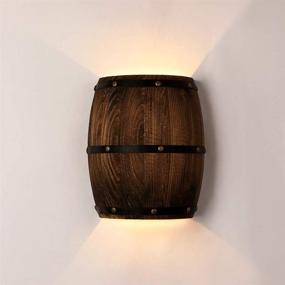 img 2 attached to 🍷 Newrays Vintage Wooden Wine Barrel Wall Sconce Light Fixture for Indoor Bar Area with Steampunk Theme - Up and Down Lighting (1 Pack)