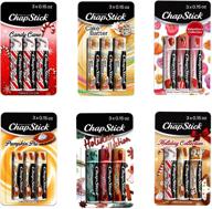 сезонный набор тюбиков для губного бальзама chapstick с зимними и осенними вкусами - 0,15 унций (коробка из 6 наборов по 3), увлажняющее средство для губ логотип
