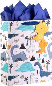 img 4 attached to Extra Large 16.5-inch Gift Bag for Boys with Dinosaur Design - Includes Tissue Paper