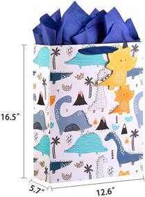 img 2 attached to Extra Large 16.5-inch Gift Bag for Boys with Dinosaur Design - Includes Tissue Paper