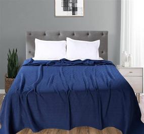 img 2 attached to 👑 Navy Blue King Size CasaTouch 100% Cotton Thermal Blanket – Super Soft, Breathable & Lightweight for All Seasons