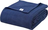 👑 navy blue king size casatouch 100% cotton thermal blanket – super soft, breathable & lightweight for all seasons logo