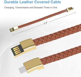 img 2 attached to 🔗 Golden Type-C Leather Bracelet Link Charging Cable - Braided Wristband USB Sync Data Charger Cord for Samsung Galaxy (L 8.2" Size)