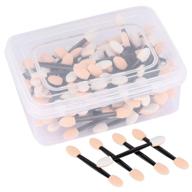 💄 150 disposable foam makeup sponge tipped oval eyeshadow applicators - dual sided eye shadow brushes with storage box logo