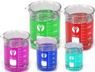set of 5 glass beakers - 400ml, 250ml, 100ml, 50ml, 25ml - thick borosilicate glass, graduated measuring, low form beakers логотип