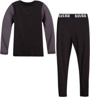 🧸 black bear boys' performance thermal underwear set - 2-piece base layer long sleeve t-shirt and long johns for maximum comfort logo