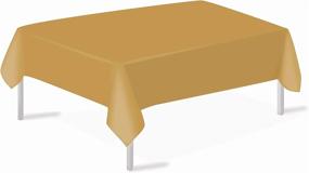 img 4 attached to 🎉 3-Pack Gold Plastic Tablecloths - Disposable Table Covers 54 x 108 Inches - PEVA Vinyl Table Cloths for Rectangle Tables up to 8 ft - Ideal for Showers, Parties, Picnics, BBQs, Birthdays, Weddings, and Banquets