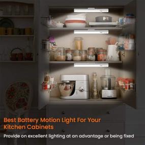 img 3 attached to 🔦 Convenient & Stylish Wireless Under Cabinet Lighting: 2 Pack LED Motion Sensor Lights for Kitchen, Stairway, Wardrobe, Hallway - Battery Powered & Magnetic Stick-on Night Light Bar