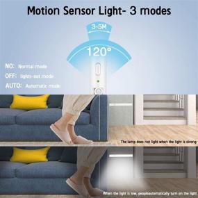 img 1 attached to 🔦 Convenient & Stylish Wireless Under Cabinet Lighting: 2 Pack LED Motion Sensor Lights for Kitchen, Stairway, Wardrobe, Hallway - Battery Powered & Magnetic Stick-on Night Light Bar