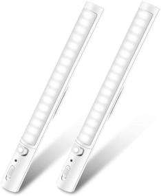 img 4 attached to 🔦 Convenient & Stylish Wireless Under Cabinet Lighting: 2 Pack LED Motion Sensor Lights for Kitchen, Stairway, Wardrobe, Hallway - Battery Powered & Magnetic Stick-on Night Light Bar