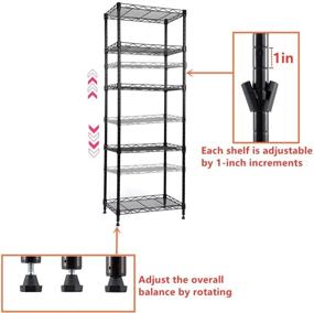 img 1 attached to YOHKOH 5-Wire Shelving Metal Storage Rack: Adjustable 🗄️ Shelves for Laundry, Bathroom, Kitchen Pantry, and Closet (Black)