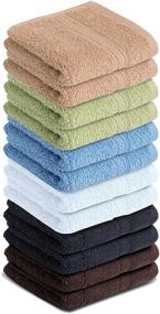 img 4 attached to 🧼 Cotton Face Washcloths Set: Ultra Soft & Highly Durable 100% Cotton Towel Pack of 12 - Multi-Color 12''x12'' Cloths for Bathroom & Home