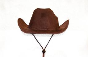 img 1 attached to 🤠 Dark Brown Felt Cowboy Hat for Kids with Drawstring, Brown, Size: One Size