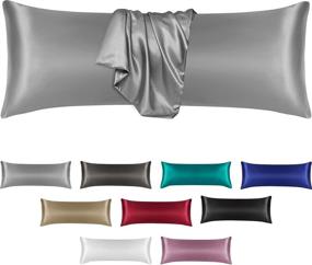 img 4 attached to Satin Body Pillow Cover, Soft Silky Grey Long Pillow 🛏️ Case for Adults, Envelope Closure, No Zipper - Nttspring 20x54, Silver Grey