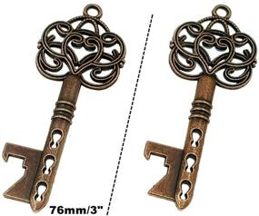 img 2 attached to 🔑 Pack of 50 Antique Copper Skeleton Key Bottle Opener Wedding Party Favors with Candy Box and Ribbon