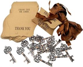 img 3 attached to 🔑 Pack of 50 Antique Copper Skeleton Key Bottle Opener Wedding Party Favors with Candy Box and Ribbon