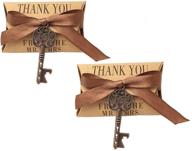 🔑 pack of 50 antique copper skeleton key bottle opener wedding party favors with candy box and ribbon logo
