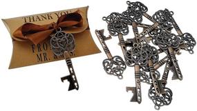 img 1 attached to 🔑 Pack of 50 Antique Copper Skeleton Key Bottle Opener Wedding Party Favors with Candy Box and Ribbon