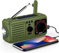 📻 versatile emergency weather radio: crank solar noaa/am/fm portable radio with mp3 player, led flashlight, cellphone charger, and 2200mah power bank - ideal for hurricane, home, camping & survival (green) logo